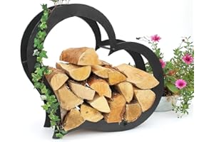 DanDiBo 190135 - Supporto per legna da ardere, per interni, in metallo, a forma di cuore, 66 cm