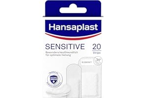 ‎HANSAPLAST Hansaplast Sensitive Pflaster (20 Strips), hautfreundliche und hypoallergene Wundpflaster mit Bacteria Shield & sicherer Klebkraft, schmerzlos zu entfernende Pflaster