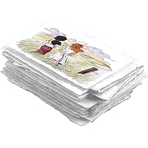 Wanderings Dik Handgemaakt A5 Waterverfpapier Met Scheprand – 15 × 21 cm – 300 GSM – Premium Wit Koudgeperst Gemengd Mediapapier Van Gerecycled Katoen – 25 Vellen