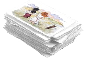 WANDERINGS Papier Aquarelle Épais Fait À La Main Au Format A5 Avec Bord Frangé – 15 X 21 cm – 300 GSM – Papier Blanc Texturé Pressé À Froid De Qualité Supérieure Fabriqué Avec Du Coton Recyclé – 25 Feuilles