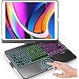 Angju Touch iPad Keyboard Case with Trackpad for 10.2-inch iPad 8th Generation (2020), 7th Gen, Air 3, Pro 10.5-7 Color Backlight, 360° Protective Slim Cover with Apple Pencil Holder (Black)