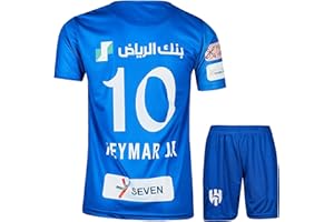 Gokaynex Neymar Jr. Al Hilal #10 Conjunto de camiseta de fútbol para niños, nueva temporada, camiseta de manga corta y pantalones cortos para unisex, camiseta deportiva, camisetas de entrenamiento de