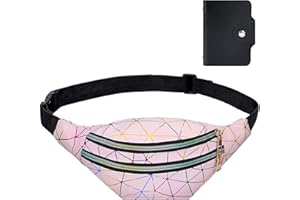 Flintronic Riñonera Mujer Moda Impermeable, Bolsa de Cinturón Moda Cuero de PU, Riñonera Deportiva Viaje Marcha Brillante,para Mujeres Hombres Turismo Deportivo (1*Bolsa de Tarjeta Gratis)