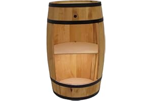 ‎CREATIVE COOPER CREATIVE COOPER Holzfass Hausbar mit LED-Leuchten - Weinschrank im Retro Stil - Weinfass Bar - Weinregal Holzbar 80cm - Elegante Möbel, Wohnzimmer Deko - Fassbar Stehtisch und Flaschenständer (Eiche)