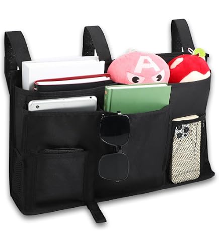 Organizador De Cama Colgante Con 7 Bolsillos - Bolsa De Almacenamiento Para Cama, Mesita Y Oficina, Color Gris