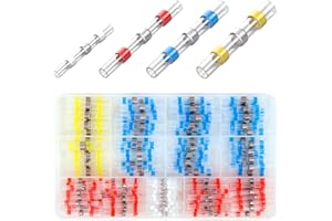 YADOBIG 200 Pièces Connecteur Bout à Bout de Fil Thermorétractable, Connecteur Electrique avec Gaine Thermorétractable, Joint De Soudure Connecteur De Fil pour Automobiles Motos