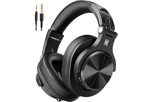 OneOdio A70 Cuffie Bluetooth Over Ear, Cuffie Con filo Cuffie Wireless Cuffie Over Ear con Microfono Stereo Hi-Fi, 72 Ore di Riproduzione, Jack 3,5 e 6,35 mm, Pieghevole, per DJ, Chitarra, PC, Nero