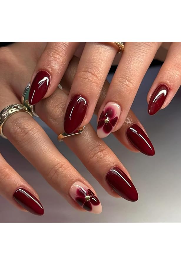 Künstliche Fingernägel – Mandelform, French Tips, Mittellang, 24 Stück Inkl. Kleber