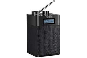 Mycket Dab/Dab+ Radio Digitale e FM, Radio Alimentata a Batteria Integrata da 2200 mAh, Ricaricabile Portatile DAB Radios con Bluetooth/U, 80 Stazioni Preimpostate, Ingresso Cuffie, LED Display
