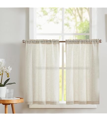 Rideau De Fenêtre En Coton Crocheté Main - Style Rustique Vintage, Dimensions 40x150 Cm, Couleur Beige, Pour Cuisine Ou Chambre