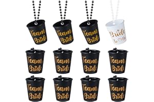 JUSTOTRY 12 Stück Bride to Be Becher Perlen Halskette für Bachelorette Party- Weiß Braut und Black Team Bride für Junggesellenabschied Frauen, JGA Frauen Dekoration