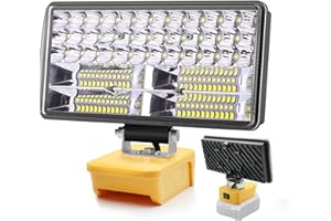Akocire Compatible with Dewalt 18V Battery Cordless Work Light, 90W 6000LM LED Flood Lights, 2 Brightness Battery Light with Low Voltage Protection,Job Site Lighting for Workshop Garage Camping