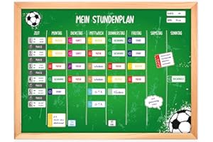 ‎NIKIMA SCHÖNES FÜR KINDER magnetischer Stundenplan Fussball grün mit 90 Magneten und Stift - abwischbar Wochenplaner Schule - ca. 40 x 30 cm
