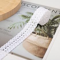 WANYI Nastro in Pizzo, Pizzi E Merletti, 9CM Larghezza Bordo In Pizzo Di Cotone,Ribbon Lace Passamaneria Decorativa Per Cucito artigianale, Vestiti Decorazione(1 Yards-bianco