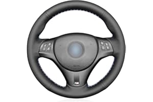 MEWANT Housse de volant en cuir pour BMW Série 1 E87 / E81 / Série 1 / E88 / Série 1 M E82 / Série 3 E90 / E91 (Touring) / E92 Coupé / E93 Cabriolet / X1 E84 / M3 E90 Berline / E92 Coupé / E93