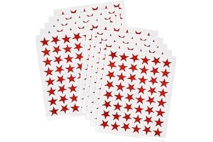 JUNFEIXUAN 0.6" Red Star Stickers - 1440 Pcs, 30 Sheets - Reward Stickers for Children, Ideal for Reward Charts and More (Red)