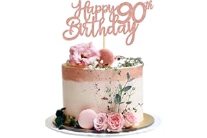 Blumomon 3 Pack Happy 90th Birthday Cake Topper Glitter 90th Birthday Cake Pick 90 Fabulous Cheers to 90Years Old Cake Decorations for 90th Birthday Theme Party Supplies Rose Gold