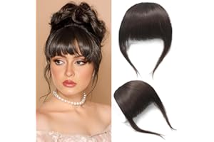 DSOAR Pince à Franges de Cheveux Épais En Frange de Cheveux Humains Bang Extension de Cheveux Humains Réels, Frange Non Transformée, Couleur Marron Foncé