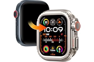 Goton Metal Bumper Case for Apple Watch Series 9 8 7 45mm Protector, [Turn 45mm into Ultra Seamlessly] iWatch Rugged Bumper 45 mm with Back Cover, Raised Edge Screen Protection, Titanium Original