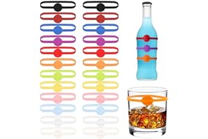 VICDUEKG 24 Stück Glasmarkierer, Glas Markierung Trinkglas Wiederver Wendbare Glasmarker Silikon Bunte Weinglas Marker für Weinglas Flasche Cup Trinkglas Cocktail Bar Party Dekoration