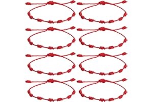 RAYKCE 8 Pcs Bracelet Rouge, Bracelet Rouge Porte Bonheur Réglable pour Femme Homme, Bracelet Amitié Fil rouge à 7 Nœuds Tissé à la Main, Corde Porte Bonheur Protection Cadeau four Diplômés Jour Couples