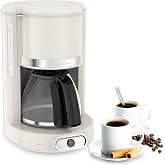 Moulinex Soleil FG381A Filter Coffee Maker, Vintage 1000W Coffee Maker, 1.25L Capacity, Glass Carafe, Drip System, Auto Shut-