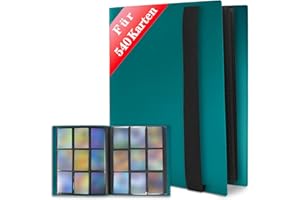 JUSONEY Álbum de tarjetas coleccionables – Álbum de recortes de 540 bolsillos, 30 páginas por 9 bolsillos con cubierta de libro impermeable, para coleccionar tarjetas MTG Magic Match Atta (Turquesa)