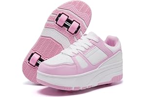 ANEFUN Jungen Mädchen Schuhe mit Rollen Skate, Kinder Rollschuhe Schuhe mit 4 Rollen Abnehmbar, Komfort Outdoor Sportschuhe für Kinder