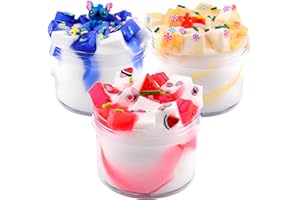 KelvSbem 3 Pack Slime Kit for Boys Girls, Non-sticky Scented Jelly Cube Sludge Toy, Slime for Party Favors Christmas Stocking Fillers Gift and Esater Basket Stuffers (100ml*3)
