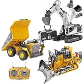Uzaktan Kumandalı İş Makineleri Seti 3 Başlıklı Ekskavat&ouml;r Buhar Atabilen, Kamyon ve Bulldozer Metal Başlıklı İş Makineleri S