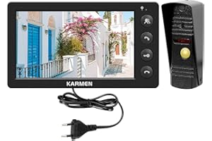 Karmen Interphone vidéo Filaire, Interphone de Porte, Extérieur étanche, Vision Nocturne Infrarouge, Parlant au Visiteur, Prend en Charge AC 100V-240V