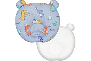 FORYEE Toddler Pillow for Sleeping, Baby Pillow 9.64 X 8.74 Inch Small Kids Travel Pillow Soft & Skin-Friendly for Pushchair,Car Seat,Travel (Purple Dinosaur)