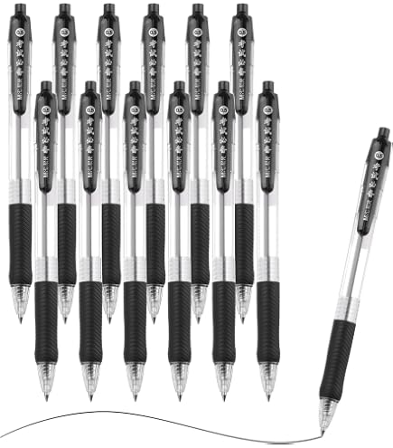 12 Stück M&G Kugelschreiber Rot, 0,5 Mm – Transparent, Einziehbar, Für Büro, Schule & Journaling