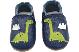 Henagehde Chaussons Cuir Souple Bébé Fille Garçon Chaussure Antidérapantes Premiers Pas Chaussons Dessin animé Chaussons Enfants Pantoufles Pré-Marcheurs 0-2 Ans