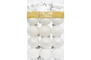 BUSYBEE Boules De Noël 4cm Blanche Decoration Sapin Noel 30 Pièces, Boîte de Boules de Noël en Plastique Incassable Décorations D'arbres De Noël pour Noël Décor De Mariage De Noel Ornements