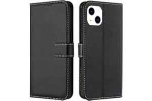 TQIAHF Coque pour iPhone 13 / iPhone 14 Coque Etui avec Porte Carte à Rabat Clapet Portefeuille en Cuir Pochette Antichoc Flip Case Étui Cover Housse Protection Coque pour iPhone 13 / iPhone 14,Noir