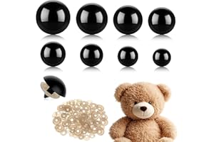 simarro 160 Stück Sicherheitsaugen für Häkeltiere, 80 große Sicherheitsaugen für Amigurumi und 80 passende Unterlegscheiben, 10–30mm Stofftieraugen Schwarze Sicherheitsaugen zum Häkeln