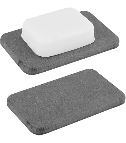 KLEO Natural Stone Soap Dish - Handcrafted Marble Soap Holder For Bathroom Or Kitchen (Black)