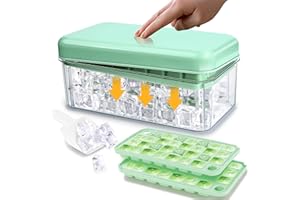 ROMANVIC Eiswürfelform,Eiswürfelbehälter mit Deckel und Behälter,2 Stück 30 Fach Eiswürfelschale,Große Quadratische Eiswürfel 2.3cm für Cocktails,Whisky,Wein,Obst Fruchtpürees,Eiscreme,Eistee