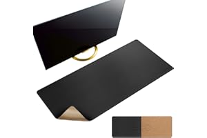 MAIDERN 100 x 40 cm, korek i skóra, podkładka na biurko, XXL, dwustronna gamingowa mata do biura, domu (czarna)