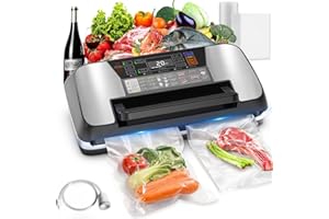 OIDOZAC Food Vacuum Sealer Machine, 230W 85KPa Auto 12-in-1 Vacuum Food Sealer with Easy-Lock Handle, Double Heat Seal, Vacuum Pack Machine with Built-in Cutter and Bag Storage, 1 Roll and 10 Pre-cut Bags