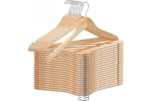 HAPPY HELIUM Kleiderbügel Holz 20er Set – Holzbügel aus Massivholz mit Hosensteg, Kerben & 360° Haken für Anzüge, Hemden & Jacken