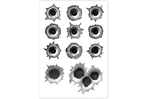 iSecur I Set de Pegatinas de Agujeros de Bala I 11 Agujeros de Bala como Pegatinas para Autos, Scooter, Casco de Motocicleta, Portátil, Notebook, Smartphone I Negro Gris I kfz276