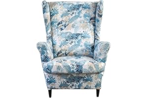 MEIGEH Ohrensesselbezüge sesselbezüge für ohrensessel Bedruckte Ohrensesselbezüge Sesselhusse Ohrensessel für Wohnzimmer 2 Teile Zeit