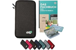 CALCUSO Premium Zubehör Set kompatibel mit Casio FX-991DE X wissenschaftlicher ClassWiz Rechner: WYNGS Schutztasche dunkelgrau + CALCUSO Fachbuch + Mathefritz CD + Geometrieset + Displayschutzfolie