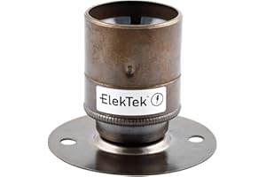 ElekTek ES E27 Batten Lamp Bulb Holder with Plain Skirt Ideal for Vintage Filament Bulbs Antique Brass