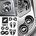 Auovo 11pcs Anti-dust Mats for Dodge Challenger Accessories 2015-2021 Custom Interior Cup Holder Inserts Door Pocket Center Console Liners for Challenger 2021 (White)