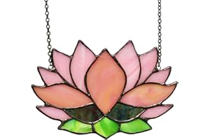 HAOSUM Lotus Flower Decor Stained Glass Window Hangings,Sun Catcher Gift for Mom Lotus Flower Decoration for Kitchen Livingroom,Birthday Gifts for Women