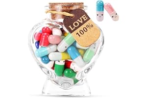 FYCHUO Capsule Letters Message in a Bottle, 50 PCS Lovely Capsule Note Messages Pills with Glass Bottle, Mini Capsule Letter Message Gifts for Women Men Valentine Anniversary Birthday Mother's Day