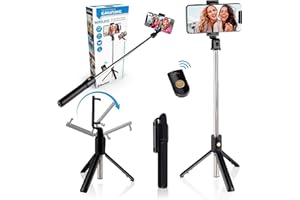 Grundig Perche à Selfie et Trépied - Trépied Smartphone - avec Télécommande Bluetooth - Smartphones de 58 à 100 MM - Extensible de 19 à 70 CM - Plastique - Noir